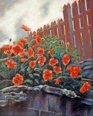 Poppies pastel painting